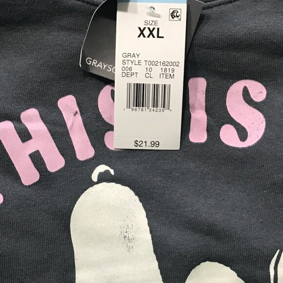 XXL - Womens Jolly Snoopy Graphic Distressed Sweatshirt - Gray - Picture 3 of 6